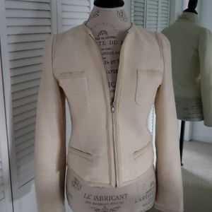 MNG- cream cropped fitted tweed jacket XS/S